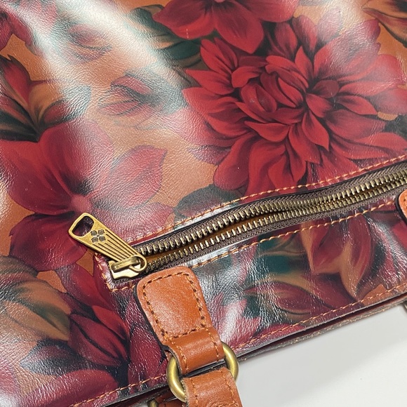 Patricia Nash, leather new without tags Floral Leather Tote Bag in Brown and Red - Picture 6 of 12